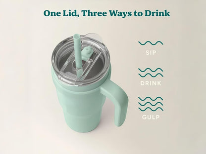 18 oz Insulated Coffee Mug with Handle & Flow Motion Lid, 18/8 Stainless Steel Vacuum Travel Tumbler, Cup Holder Friendly, Keeps Hot 6 Hours，Black