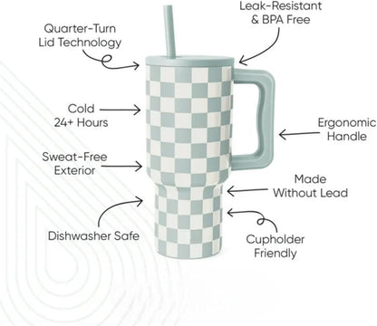 18 oz Insulated Coffee Mug with Handle & Flow Motion Lid, 18/8 Stainless Steel Vacuum Travel Tumbler, Cup Holder Friendly, Keeps Hot 6 Hours，Black