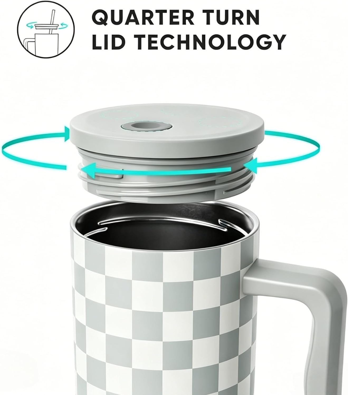 18 oz Insulated Coffee Mug with Handle & Flow Motion Lid, 18/8 Stainless Steel Vacuum Travel Tumbler, Cup Holder Friendly, Keeps Hot 6 Hours，Black