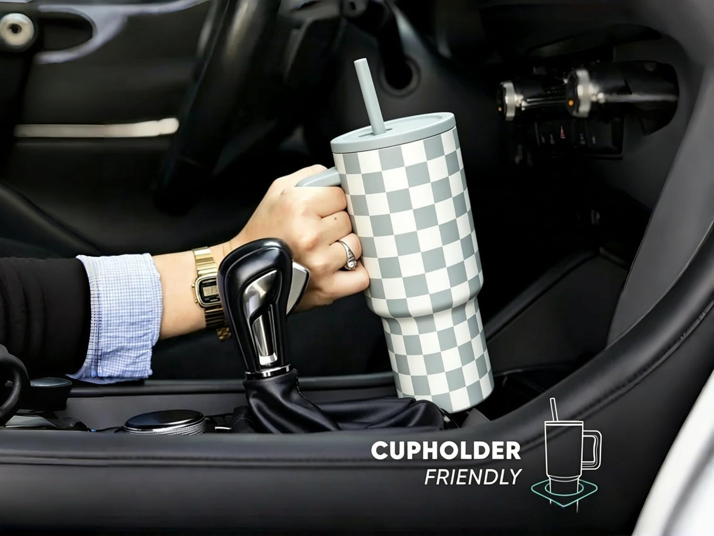 18 oz Insulated Coffee Mug with Handle & Flow Motion Lid, 18/8 Stainless Steel Vacuum Travel Tumbler, Cup Holder Friendly, Keeps Hot 6 Hours，Black