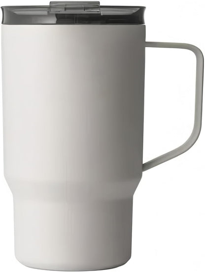 18 oz Insulated Coffee Mug with Handle & Flow Motion Lid, 18/8 Stainless Steel Vacuum Travel Tumbler, Cup Holder Friendly, Keeps Hot 6 Hours，Black