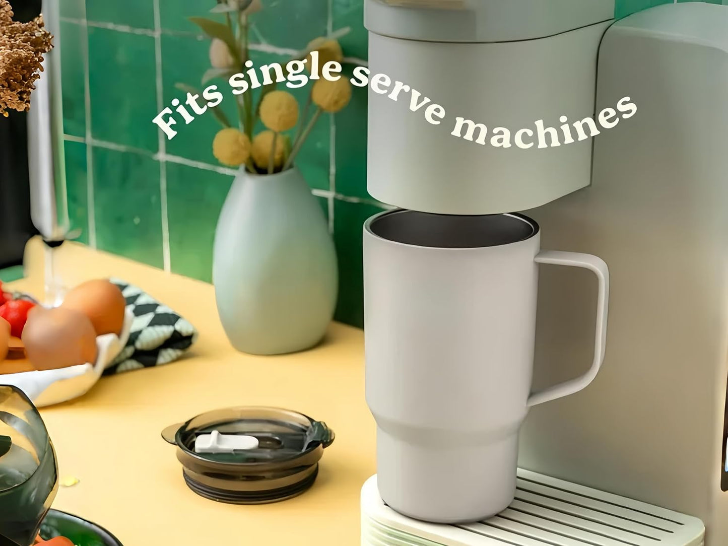18 oz Insulated Coffee Mug with Handle & Flow Motion Lid, 18/8 Stainless Steel Vacuum Travel Tumbler, Cup Holder Friendly, Keeps Hot 6 Hours，Black