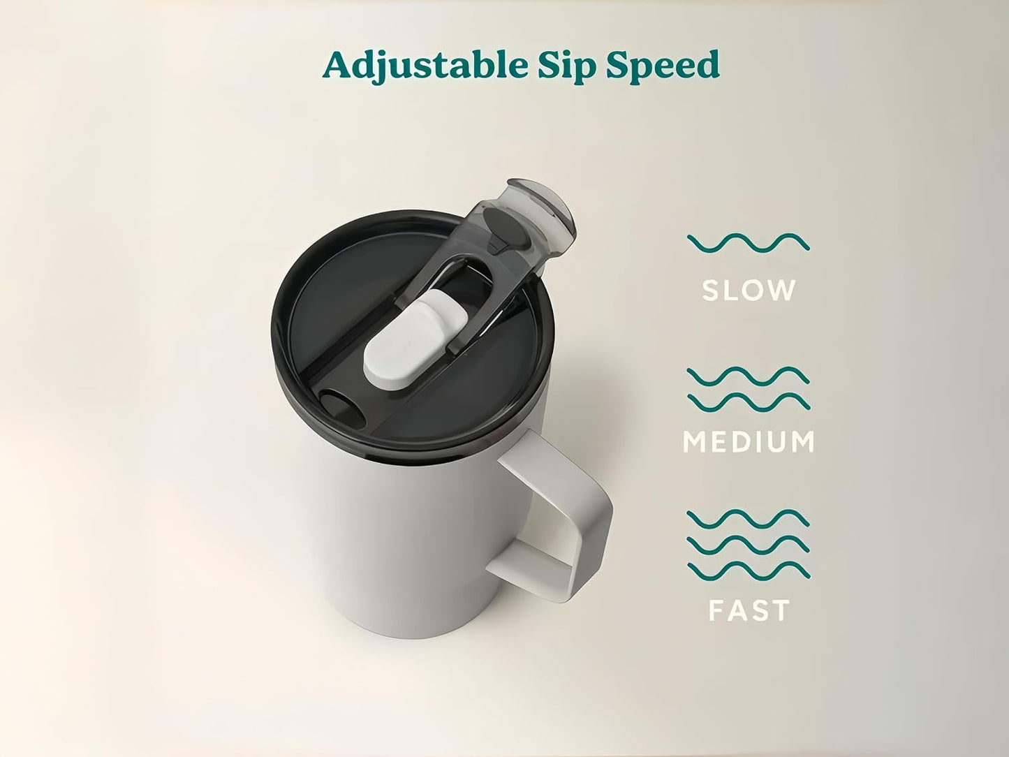18 oz Insulated Coffee Mug with Handle & Flow Motion Lid, 18/8 Stainless Steel Vacuum Travel Tumbler, Cup Holder Friendly, Keeps Hot 6 Hours，Black