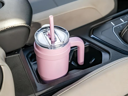 18 oz Insulated Coffee Mug with Handle & Flow Motion Lid, 18/8 Stainless Steel Vacuum Travel Tumbler, Cup Holder Friendly, Keeps Hot 6 Hours，Black