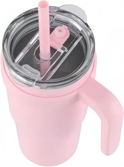 18 oz Insulated Coffee Mug with Handle & Flow Motion Lid, 18/8 Stainless Steel Vacuum Travel Tumbler, Cup Holder Friendly, Keeps Hot 6 Hours，Black