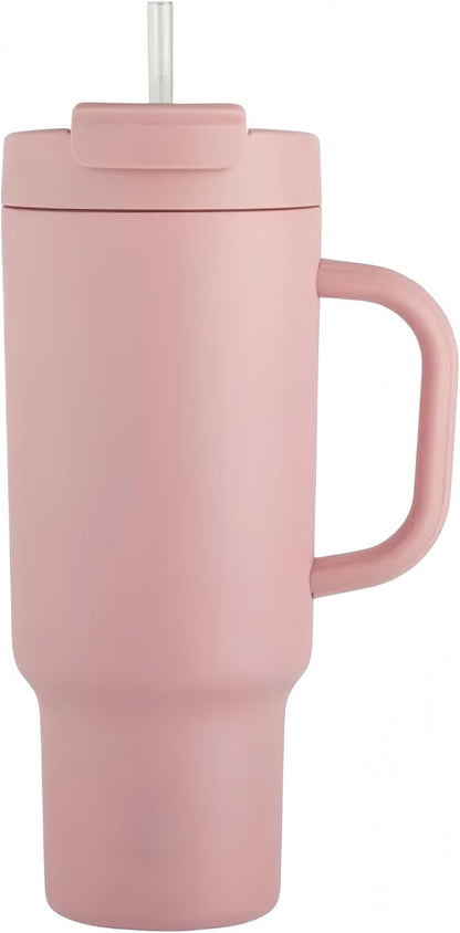 18 oz Insulated Coffee Mug with Handle & Flow Motion Lid, 18/8 Stainless Steel Vacuum Travel Tumbler, Cup Holder Friendly, Keeps Hot 6 Hours，Black