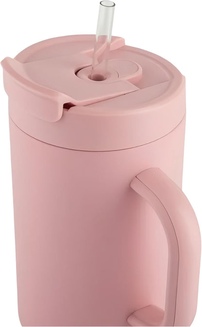 18 oz Insulated Coffee Mug with Handle & Flow Motion Lid, 18/8 Stainless Steel Vacuum Travel Tumbler, Cup Holder Friendly, Keeps Hot 6 Hours，Black