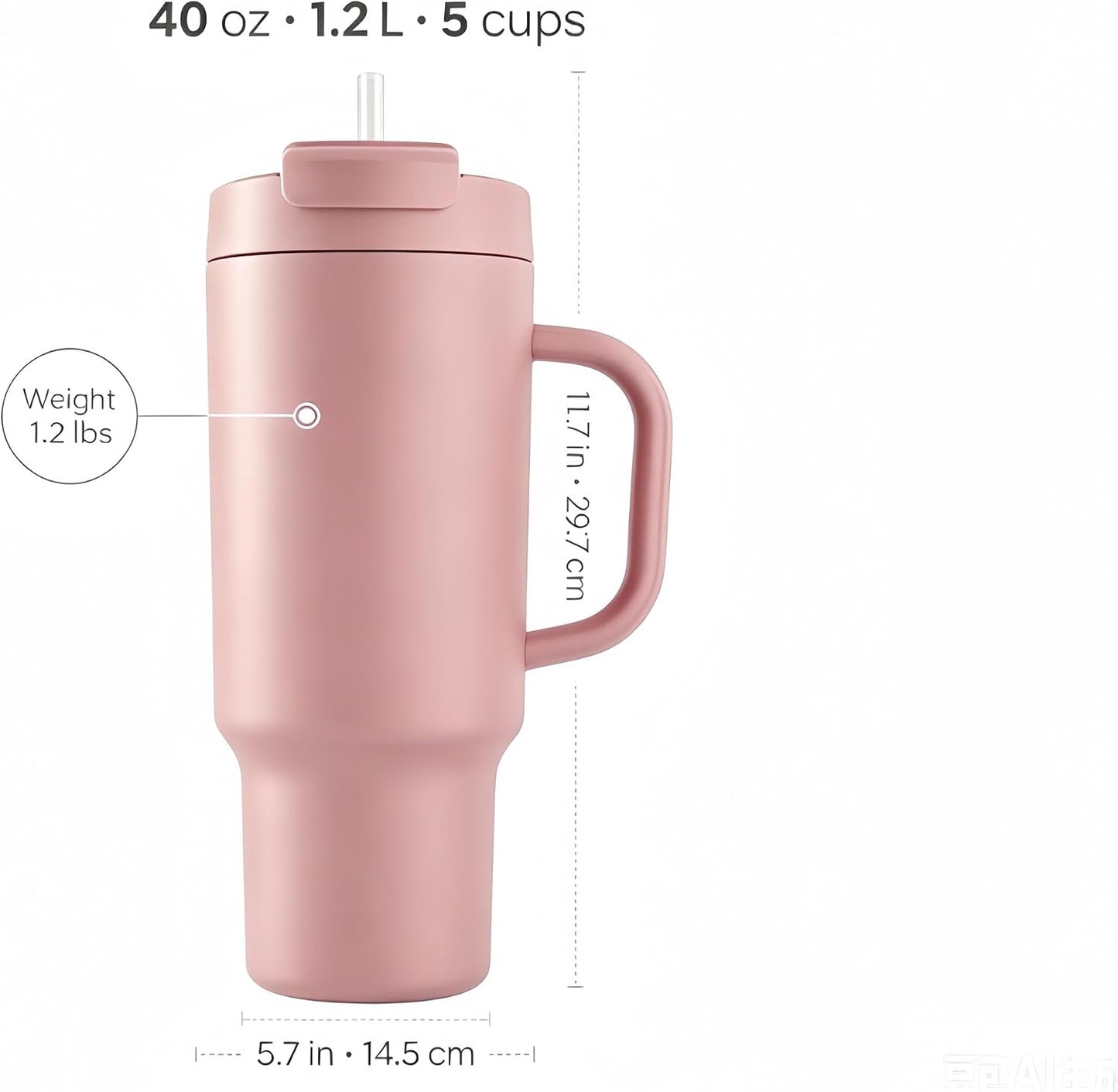 18 oz Insulated Coffee Mug with Handle & Flow Motion Lid, 18/8 Stainless Steel Vacuum Travel Tumbler, Cup Holder Friendly, Keeps Hot 6 Hours，Black