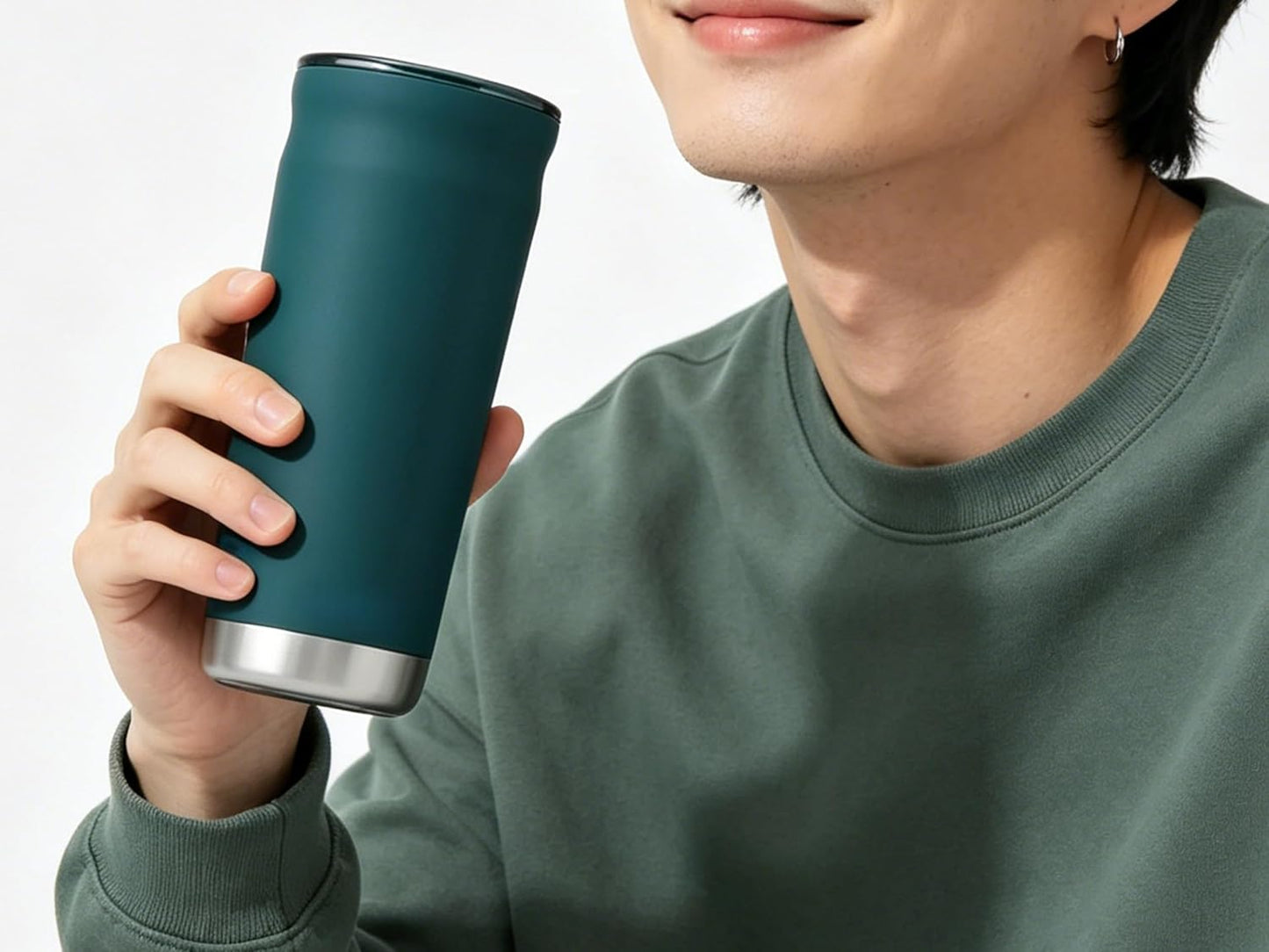18 oz Insulated Coffee Mug with Handle & Flow Motion Lid, 18/8 Stainless Steel Vacuum Travel Tumbler, Cup Holder Friendly, Keeps Hot 6 Hours，Black