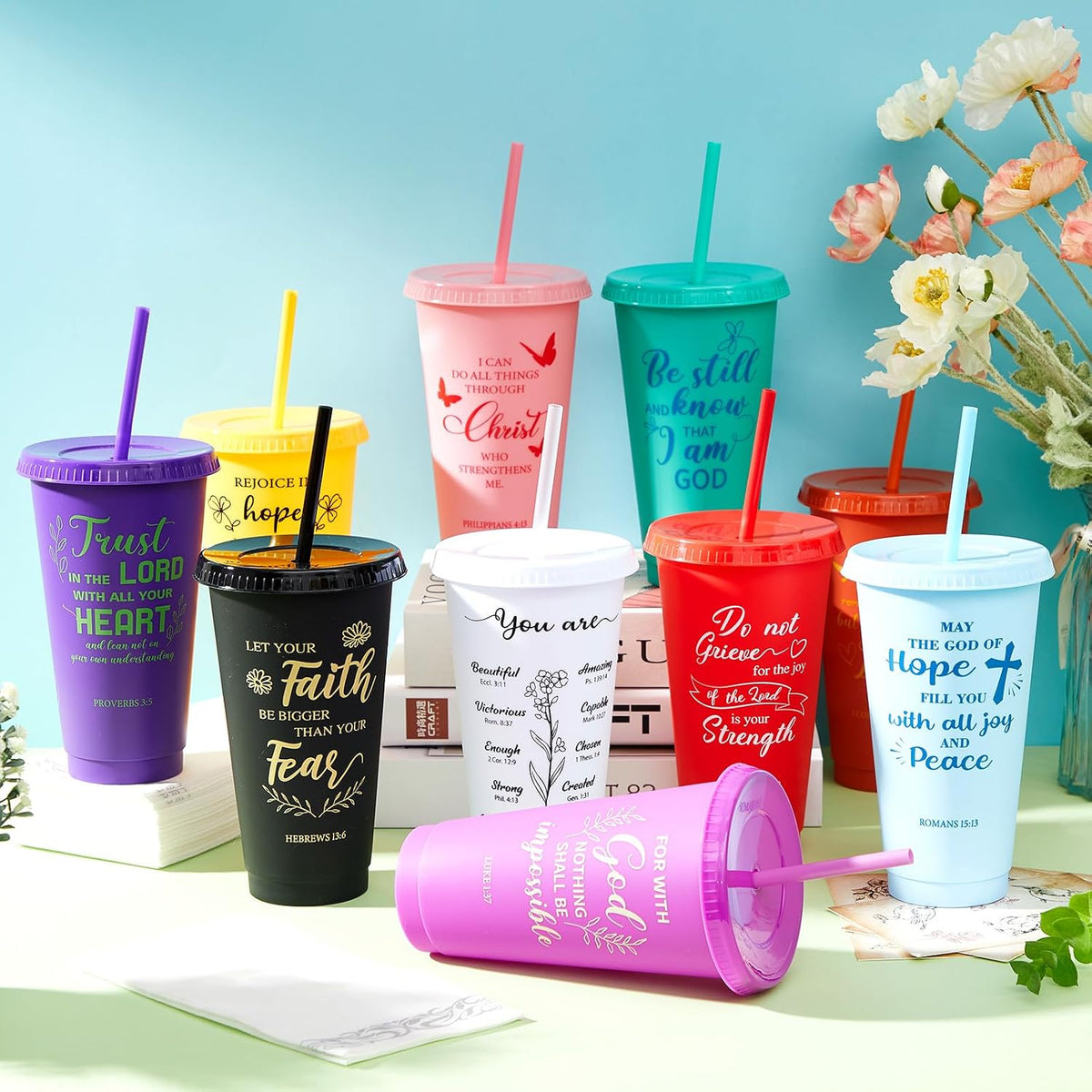 30 Pcs Christian Gifts Cups Bulk for Women, Fresh Color, Bible