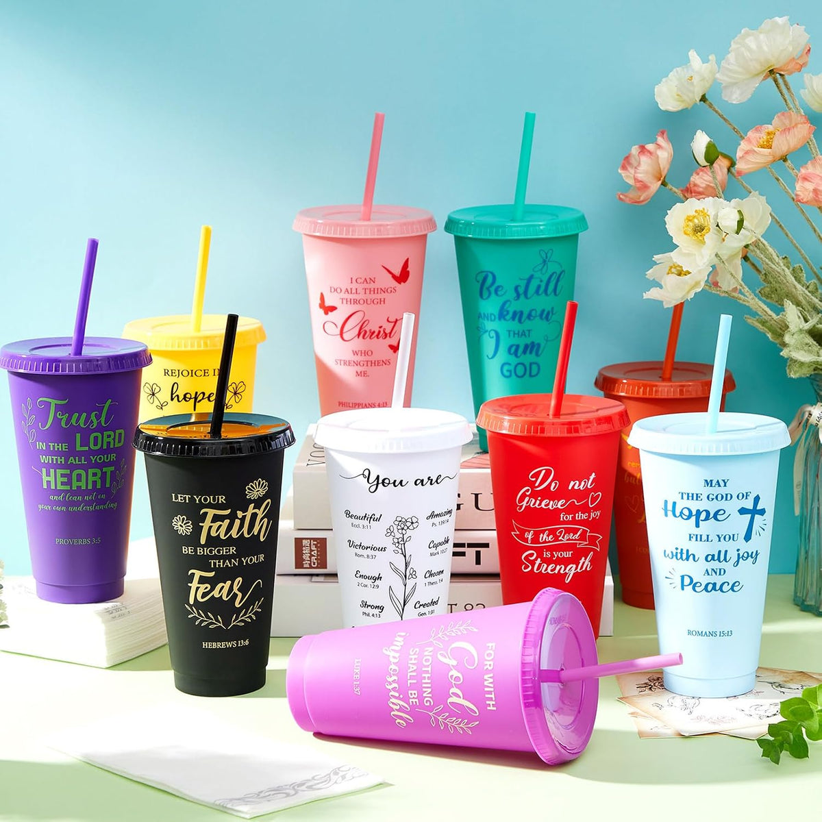 30 Pcs Christian Gifts Cups Bulk for Women, Fresh Color, Bible