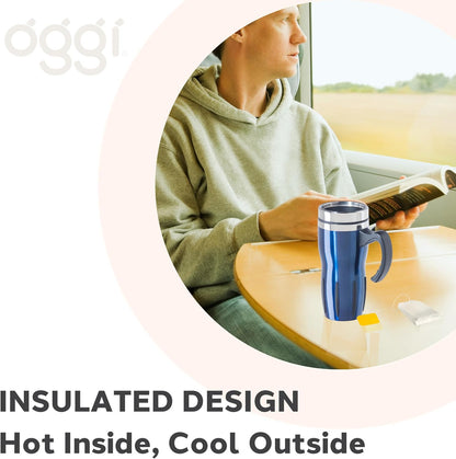 Multigrip Stainless Steel Thermal Travel Mug - 16oz, with slide open lid for hot and cold beverages.