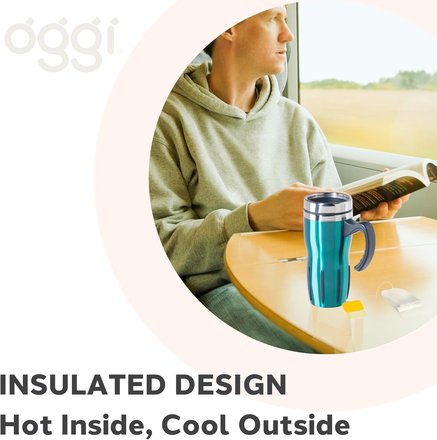 Multigrip Stainless Steel Thermal Travel Mug - 16oz, with slide open lid for hot and cold beverages.