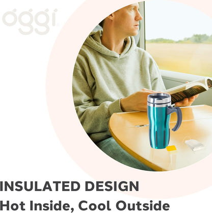 Multigrip Stainless Steel Thermal Travel Mug - 16oz, with slide open lid for hot and cold beverages.