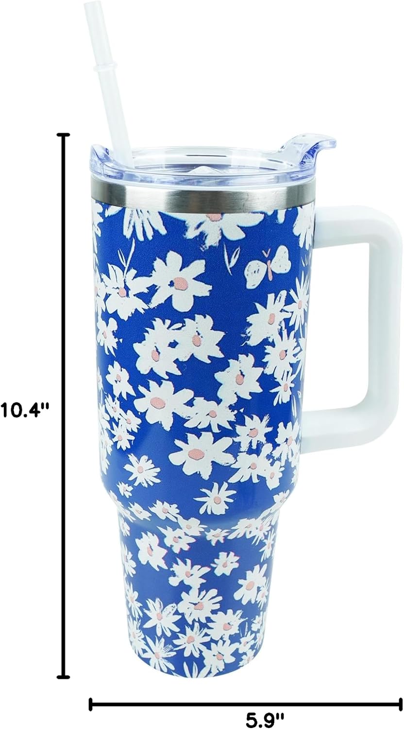 40 oz Tumbler with Handle and Straw Lid Leak Proof