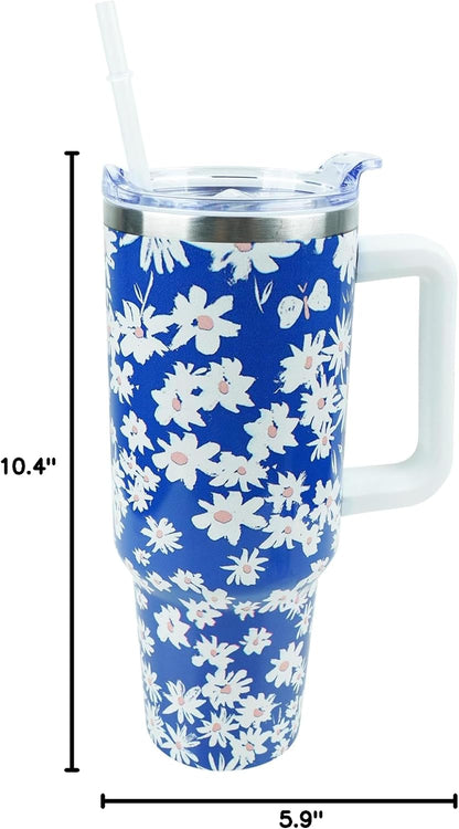 40 oz Tumbler with Handle and Straw Lid Leak Proof