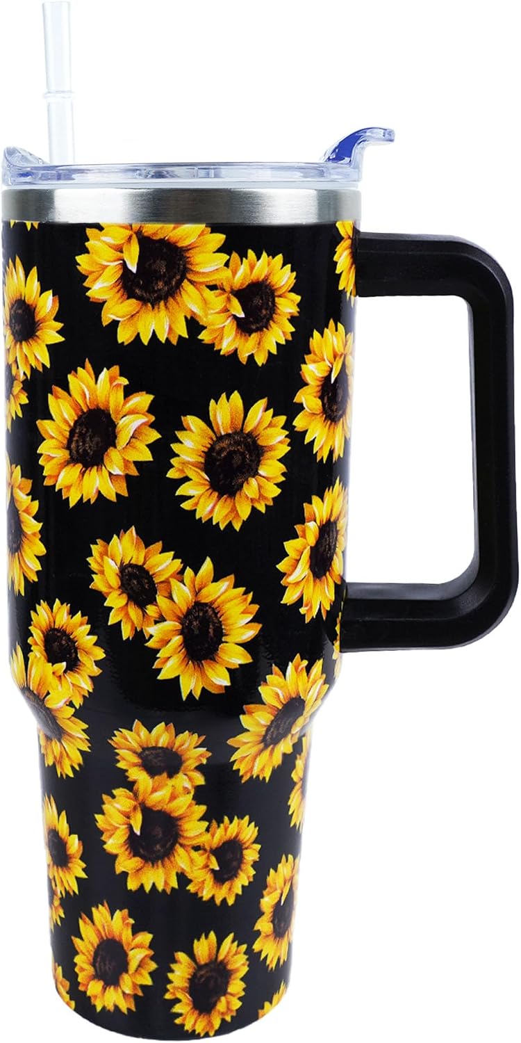 40 oz Tumbler with Handle and Straw Lid Leak Proof