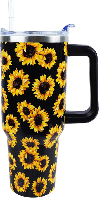 40 oz Tumbler with Handle and Straw Lid Leak Proof
