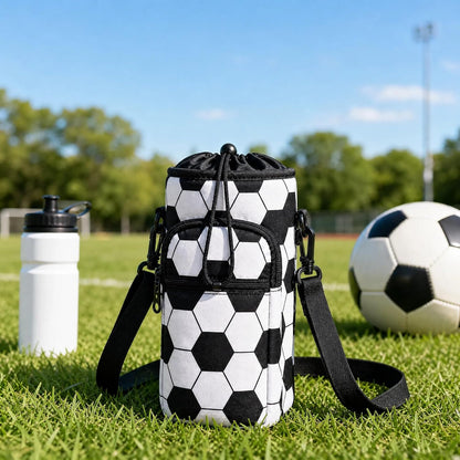 Crossbody Water Bottle Holder with Strap, Phone Pocket(Black, 32.0, Ounces)