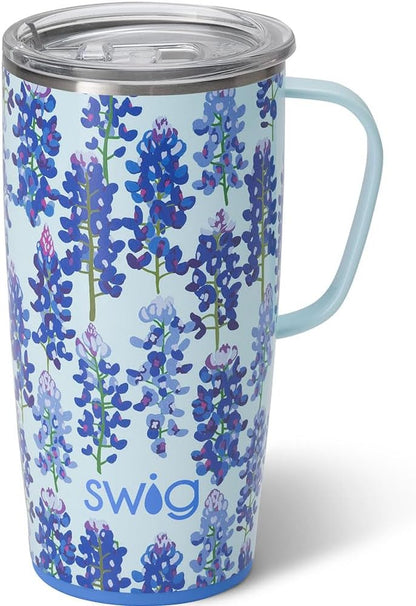 18oz Insulated Travel Mug with Handle & Lid, Primrose | Triple Insulated Stainless Steel - Handle & Lid Included - Keeps Coffee Hot or Cold - Cup Holder Friendly