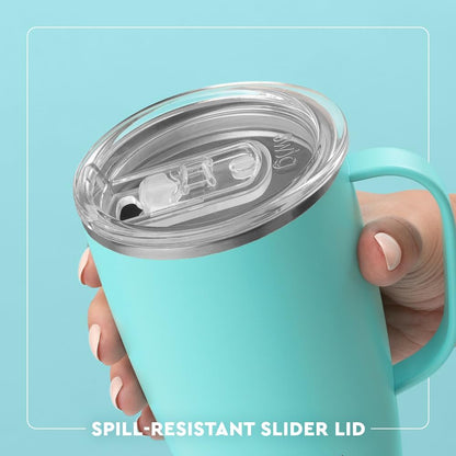 18oz Insulated Travel Mug with Handle & Lid, Primrose | Triple Insulated Stainless Steel - Handle & Lid Included - Keeps Coffee Hot or Cold - Cup Holder Friendly