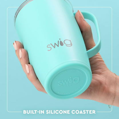 18oz Insulated Travel Mug with Handle & Lid, Primrose | Triple Insulated Stainless Steel - Handle & Lid Included - Keeps Coffee Hot or Cold - Cup Holder Friendly