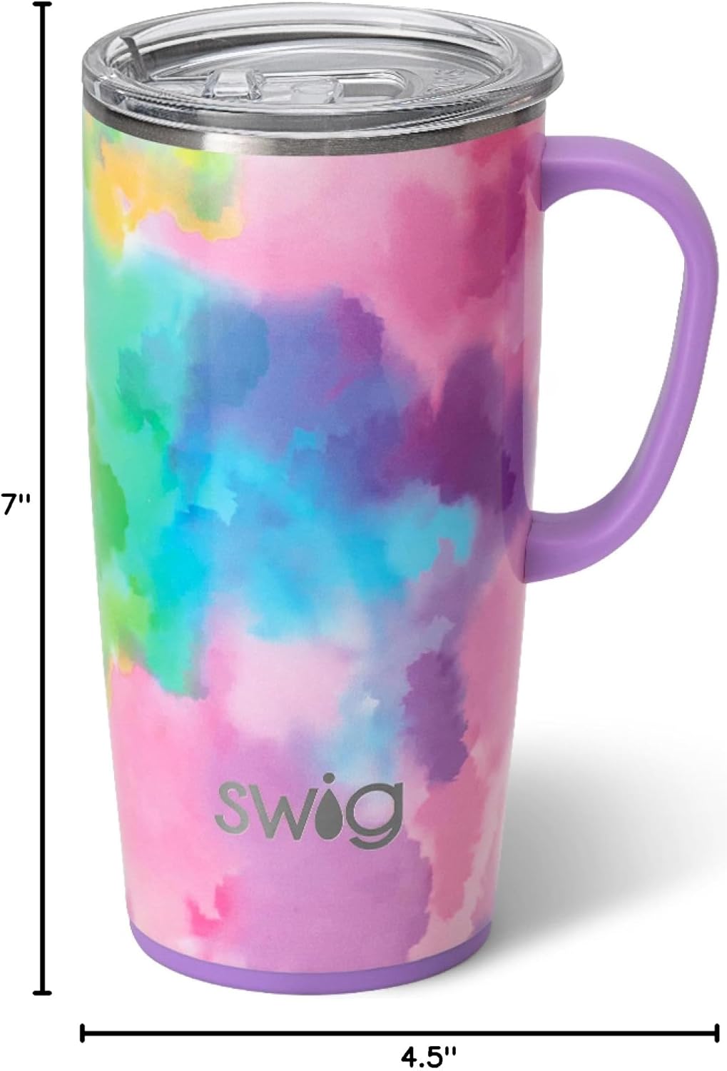 18oz Insulated Travel Mug with Handle & Lid, Primrose | Triple Insulated Stainless Steel - Handle & Lid Included - Keeps Coffee Hot or Cold - Cup Holder Friendly