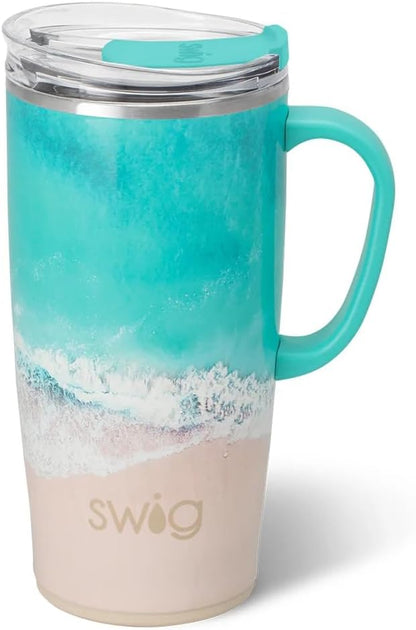 18oz Insulated Travel Mug with Handle & Lid, Primrose | Triple Insulated Stainless Steel - Handle & Lid Included - Keeps Coffee Hot or Cold - Cup Holder Friendly
