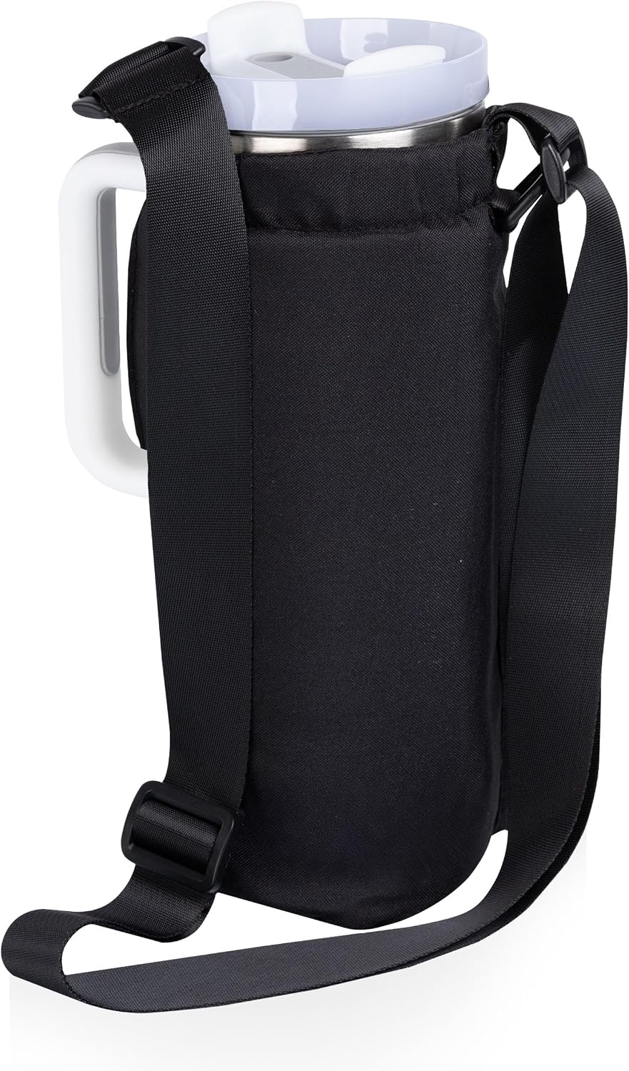 PICNIC TIME Eclipse Tumbler Tote with 40oz Stainless Travel Mug, Eco-Friendly Water Bottle Sling Bag, Crossbody Cup Holder with Phone Pocket & Strap, Recycled Fabric Drink Carrier & Tote (Gray)