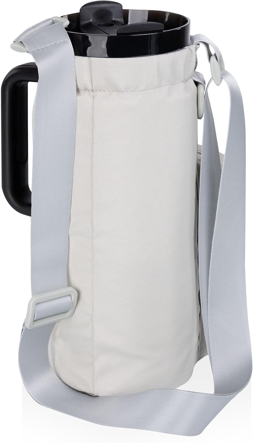 PICNIC TIME Eclipse Tumbler Tote with 40oz Stainless Travel Mug, Eco-Friendly Water Bottle Sling Bag, Crossbody Cup Holder with Phone Pocket & Strap, Recycled Fabric Drink Carrier & Tote (Gray)