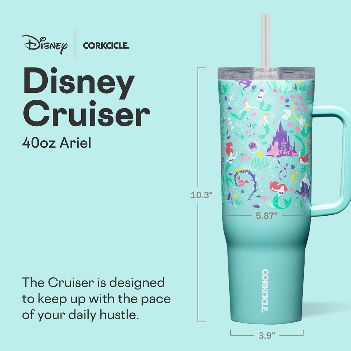 Cruiser Tumbler with Handle, 22 oz, Disney Mickey Retro Rainbow