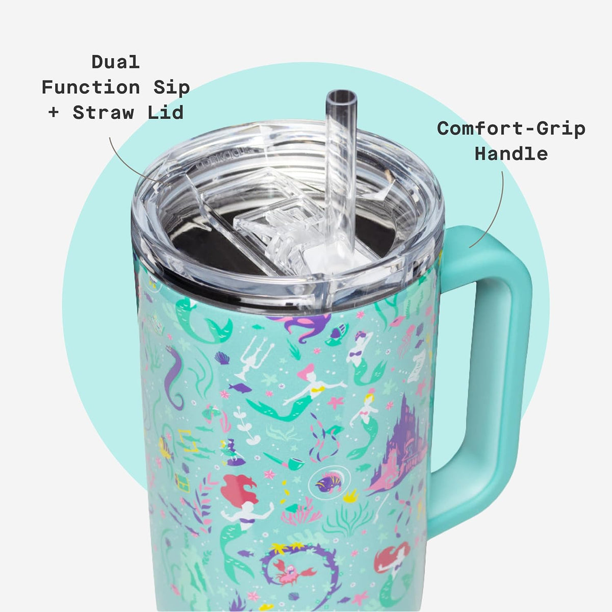 Cruiser Tumbler with Handle, 22 oz, Disney Mickey Retro Rainbow