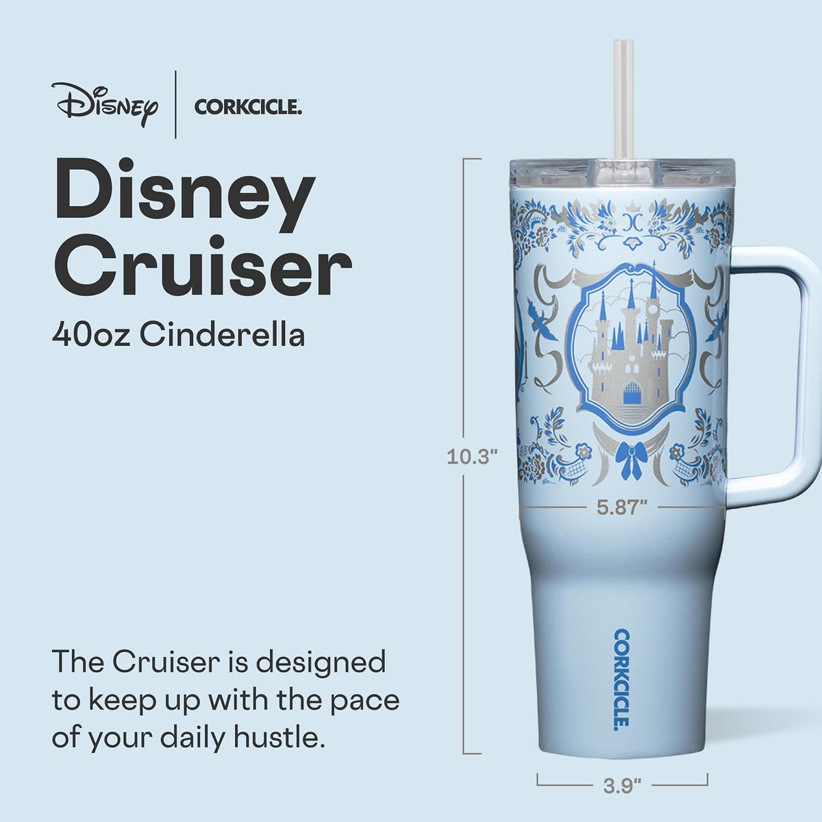 Cruiser Tumbler with Handle, 22 oz, Disney Mickey Retro Rainbow