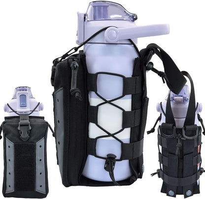 Molle Water Bottle Holder Pouch, 16-77oz Adjustable Capacity