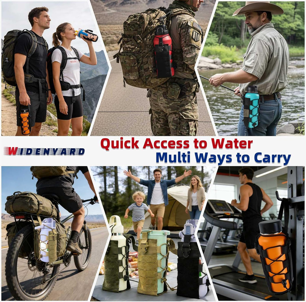 Molle Water Bottle Holder Pouch, 16-77oz Adjustable Capacity