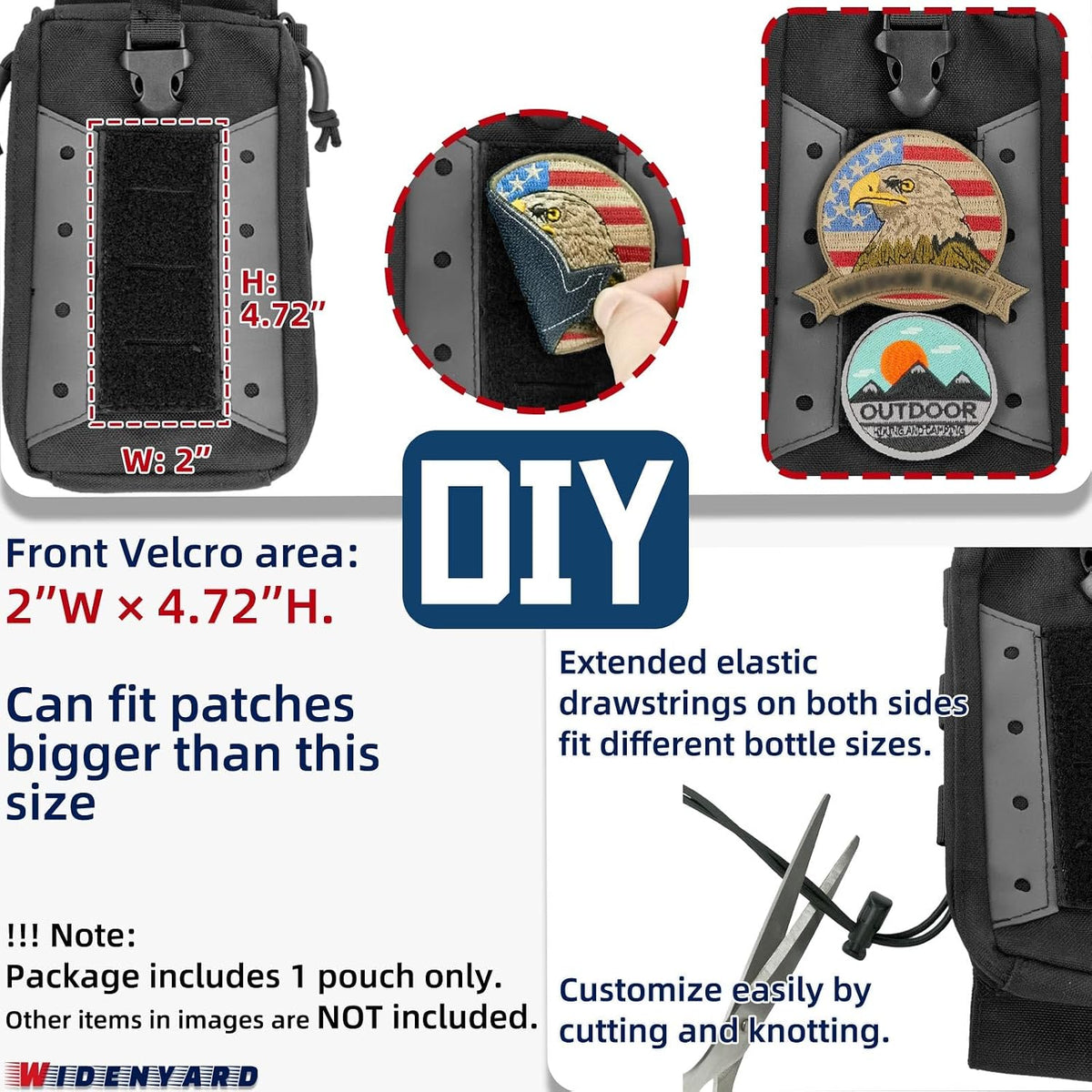 Molle Water Bottle Holder Pouch, 16-77oz Adjustable Capacity