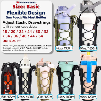 Molle Water Bottle Holder Pouch, 16-77oz Adjustable Capacity