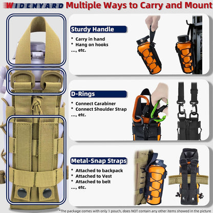 Molle Water Bottle Holder Pouch, 16-77oz Adjustable Capacity