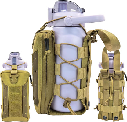 Molle Water Bottle Holder Pouch, 16-77oz Adjustable Capacity