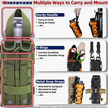 Molle Water Bottle Holder Pouch, 16-77oz Adjustable Capacity