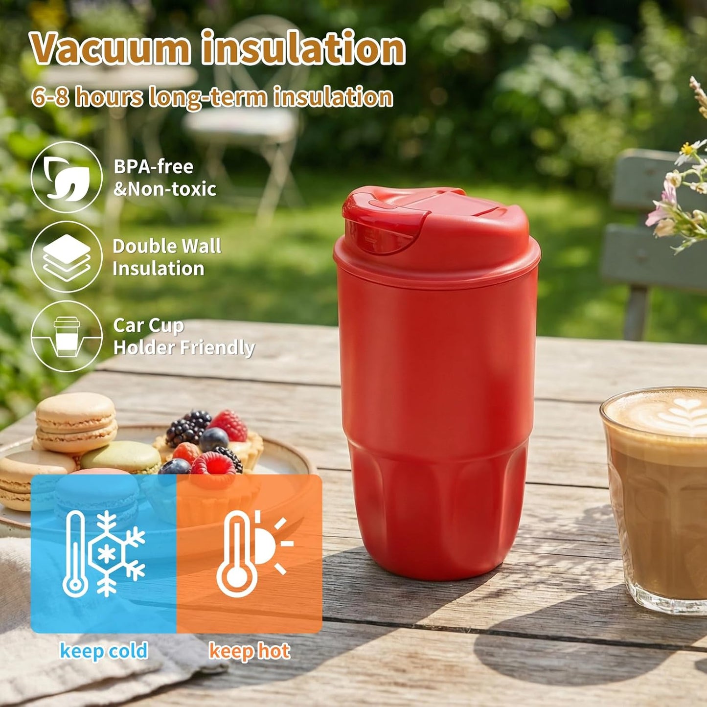 Stainless steel insulated Tumbler Portable leak-proof coffee mug 18oz sports water Bottle suitable for car cup holder BPA-free insulated water bottle for sports，school，travel，Grey landscape