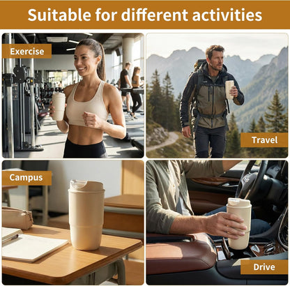 Stainless steel insulated Tumbler Portable leak-proof coffee mug 18oz sports water Bottle suitable for car cup holder BPA-free insulated water bottle for sports，school，travel，Grey landscape