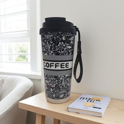 Stainless steel insulated Tumbler Portable leak-proof coffee mug 18oz sports water Bottle suitable for car cup holder BPA-free insulated water bottle for sports，school，travel，Grey landscape
