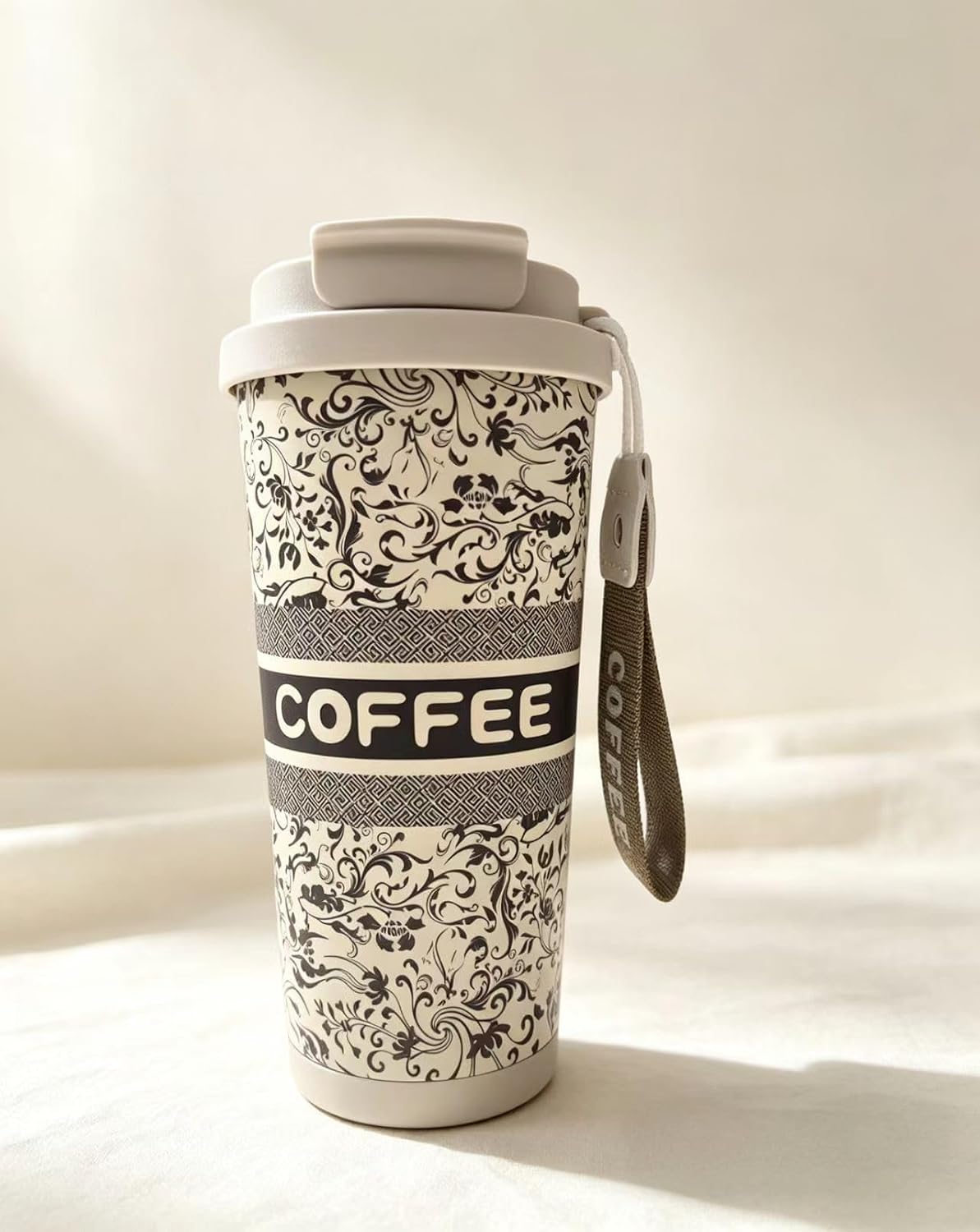 Stainless steel insulated Tumbler Portable leak-proof coffee mug 18oz sports water Bottle suitable for car cup holder BPA-free insulated water bottle for sports，school，travel，Grey landscape