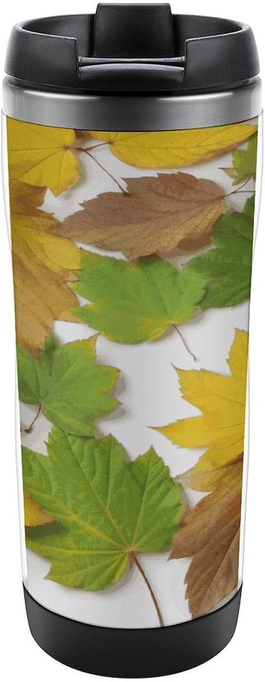 Leaves Stainless Steel Tumbler Vacuum Insulated Travel Mug with Leak-proof Lid Reusable Coffee Cup Or Water Bottle Fits Most Car Cup Holder Holiday Gift 380 Ml