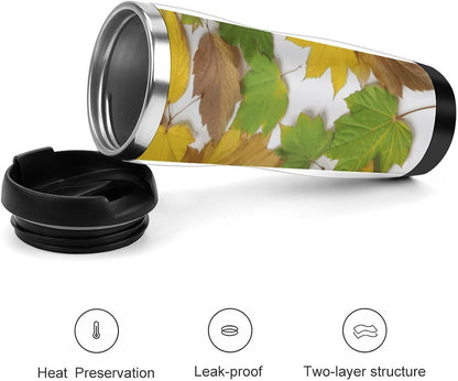Leaves Stainless Steel Tumbler Vacuum Insulated Travel Mug with Leak-proof Lid Reusable Coffee Cup Or Water Bottle Fits Most Car Cup Holder Holiday Gift 380 Ml