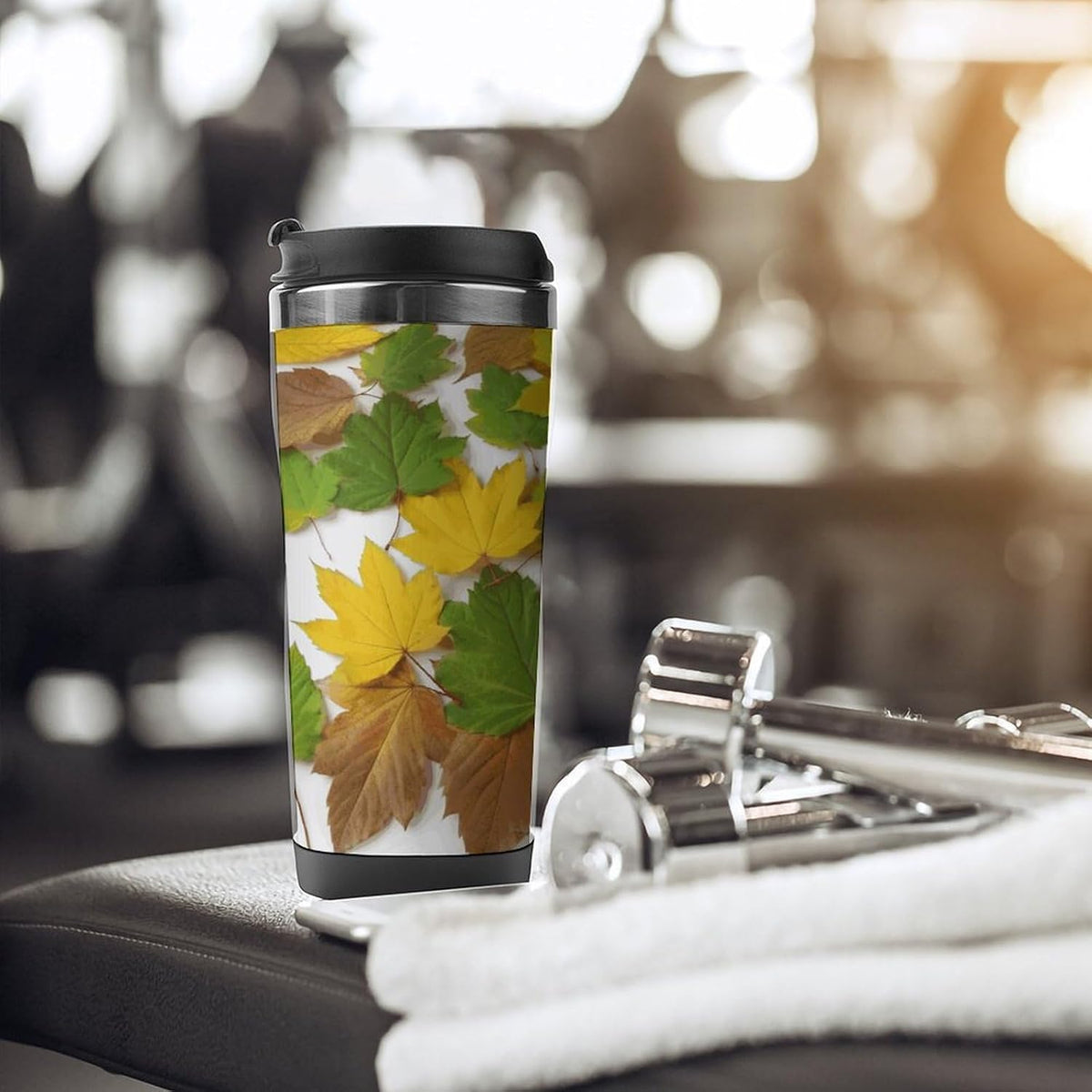 Leaves Stainless Steel Tumbler Vacuum Insulated Travel Mug with Leak-proof Lid Reusable Coffee Cup Or Water Bottle Fits Most Car Cup Holder Holiday Gift 380 Ml