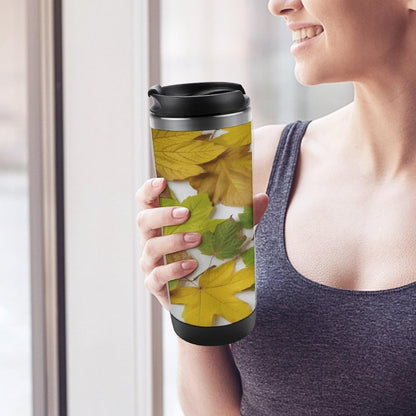 Leaves Stainless Steel Tumbler Vacuum Insulated Travel Mug with Leak-proof Lid Reusable Coffee Cup Or Water Bottle Fits Most Car Cup Holder Holiday Gift 380 Ml