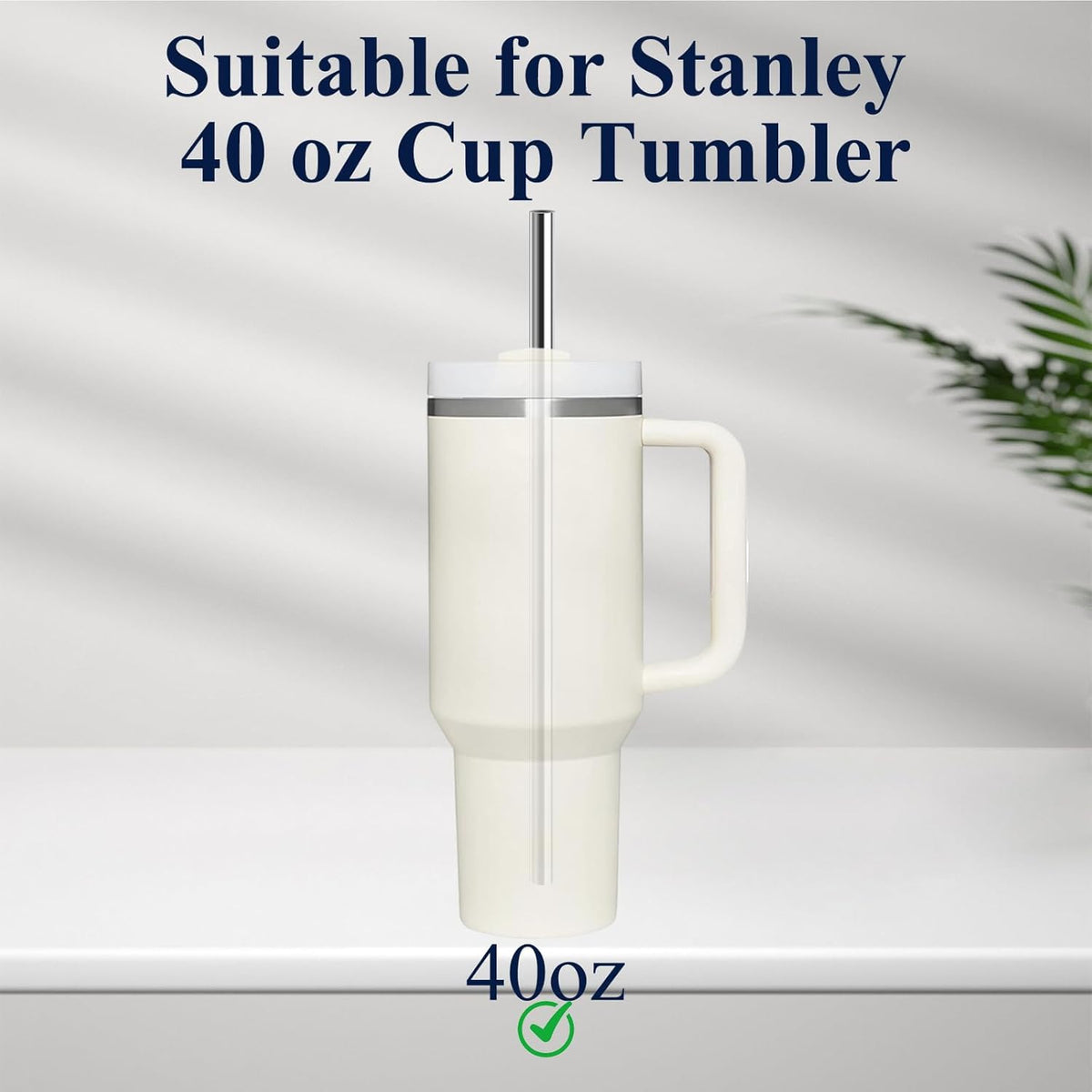 6 Pack Stainless Steel Straw Replacement 40 oz for Stanley Tumbler，3 Straight +3 Curved Reusable Metal Straws with 2 Cleaning Brush Compatible with Stanley 40oz Stanley Cup Tumbler