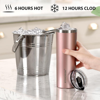 Triple-Insulated Tumblers - Stainless Steel with Lid and Straw, 20 oz Water Bottle, Stainless Steel Cups, Coffee Travel Mug for Home & Office Black